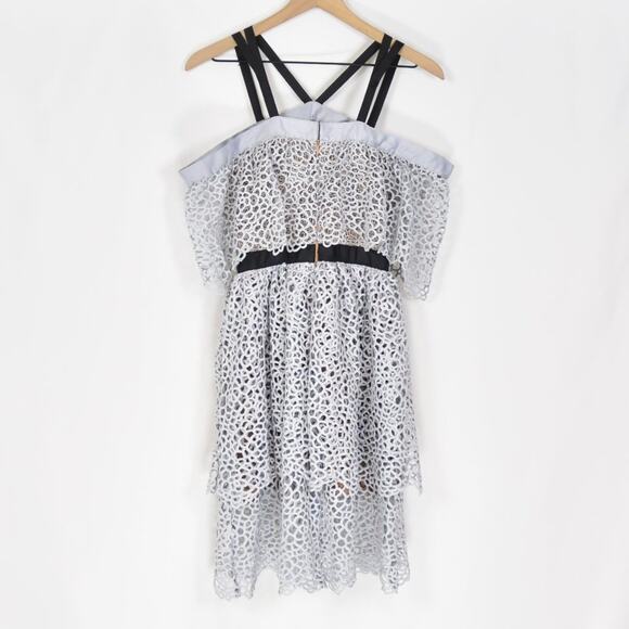 Self-Portrait Lace & Ribbon Tiered Dress, size 4, NWT - Picture 10 of 13